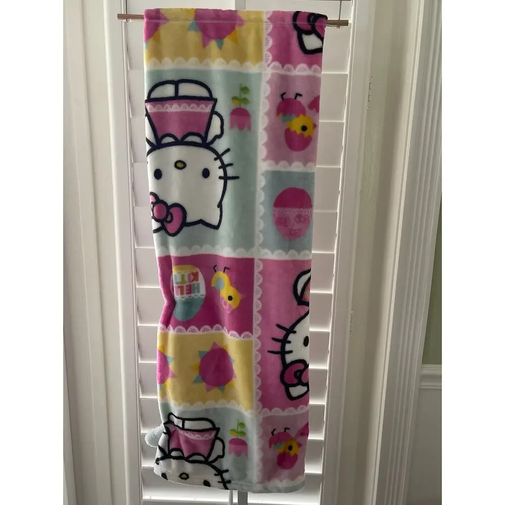 Hello Kitty Pink Silk Touch Throw Blanket 50 x 70 Super Soft Plush NEW Stamps